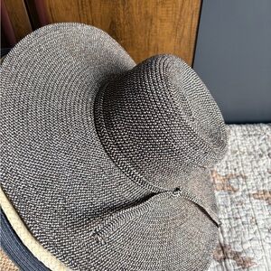 Paper Straw Linen/Black Fedora ,Stylish Woven Sun Hat